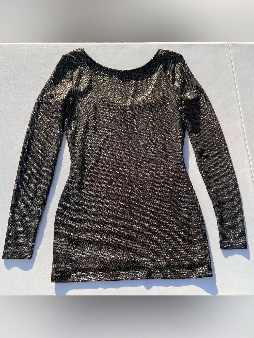 Cache Black Metallic Shimmer Top